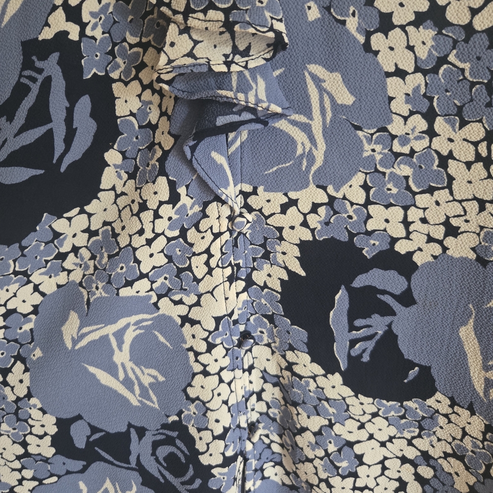 Lauren Ralph Lauren Floral Printed Ruffled Blouse Size Large Blue White NWOT - Picture 4 of 6
